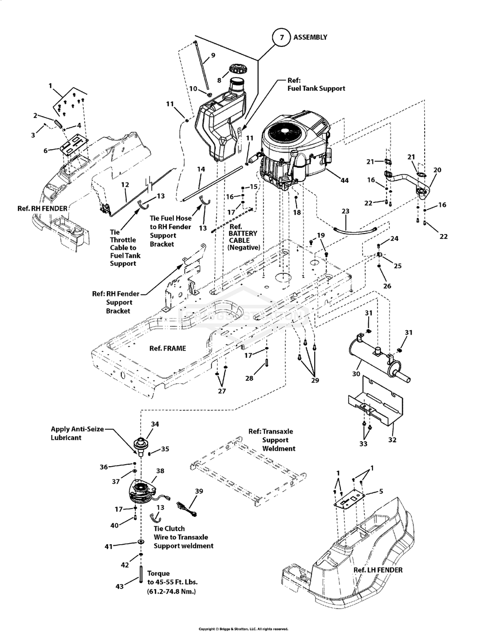 Engine Group - B&s V-Twin (7502423) Diagram and Parts List for 7800819 (C950-60107-0)(2011) Briggs and Stratton Lawn Tractor